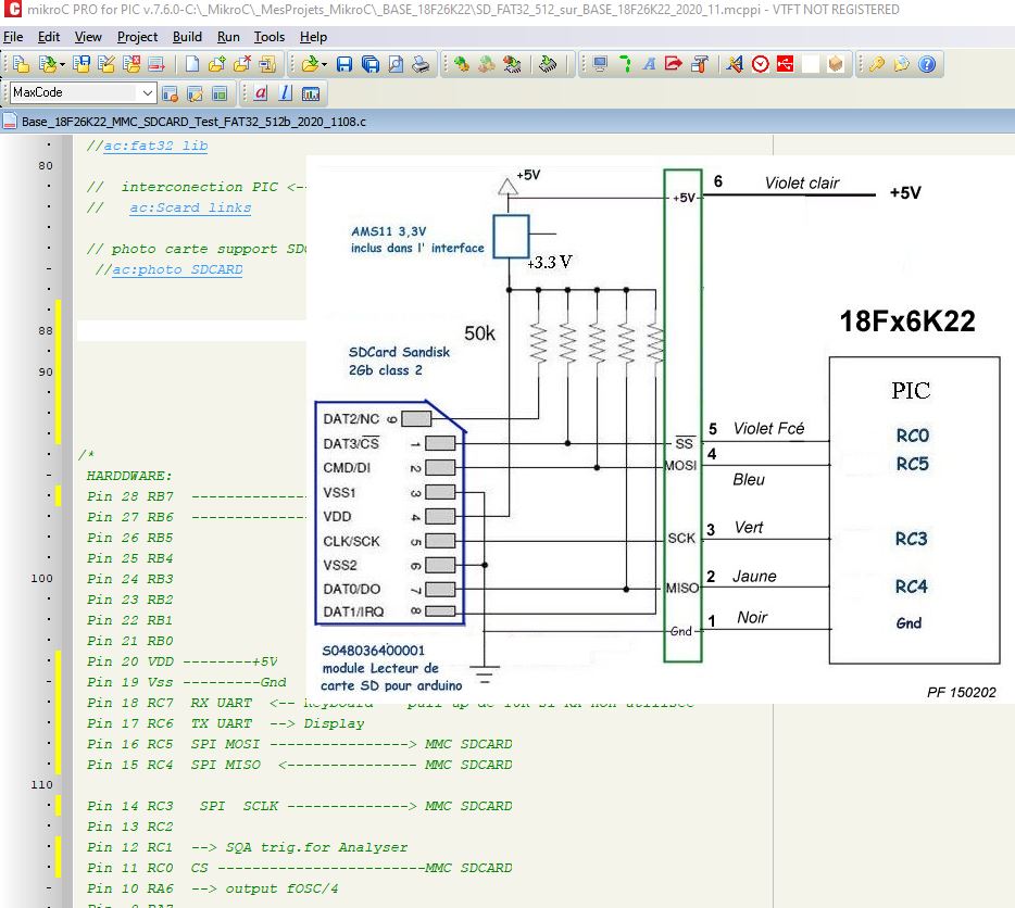 Gestion carte SD avec Pic18Fx6K22